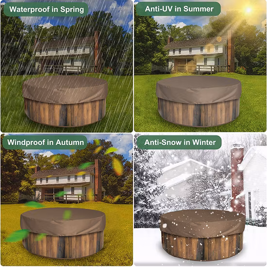 Round Hot Tub Cover UV Resistant for Outdoor Swimming Pool SPA Protector for Bathtub Salu Bubble Massage SPA Wyz20257